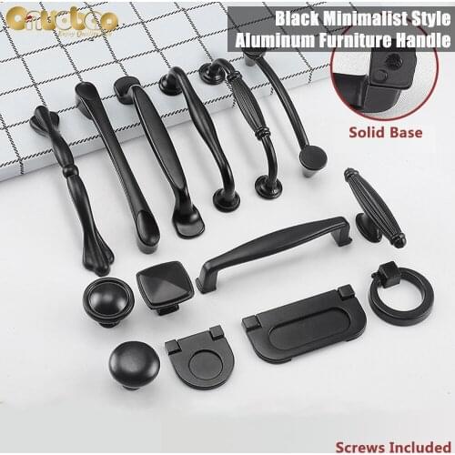 Onuobao Furniture Pulls Black Simple American Aluminum Drawer Handle for Cabinet Door Hardware Knobs Wardrobe Shoesbox
