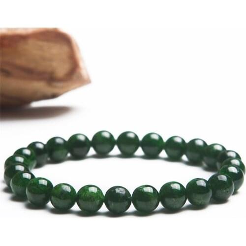Wholesale 7mm Women Lady Stretch Crystal Round Bead Bracelet Genuine Green Natural Diopside Bracelet Drop Shipping