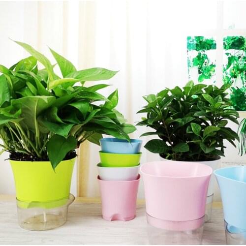 Plastic Self-Watering Flower Pot Planter Nursery Pots Home Office Garden Balcony Decoration Bonsai For Family Garden