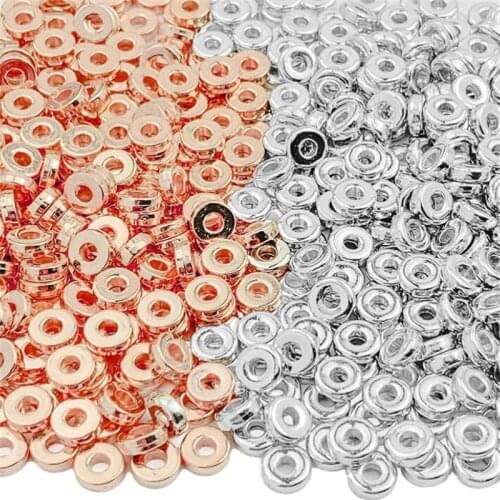 500pcs 2x6mm Acrylic Flat Round Disc Rondelle Spacer Loose Beads For DIY Necklace Bracelet Jewelry Making Findings Accessories