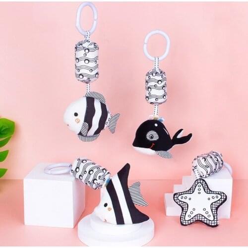 Rattles for Kid Soft Baby Toys 0 4 6 12 Month Cute Plush Educational 0 Up To 1 Year Infants Hanging Stroller Bed Bell Ocean Fish