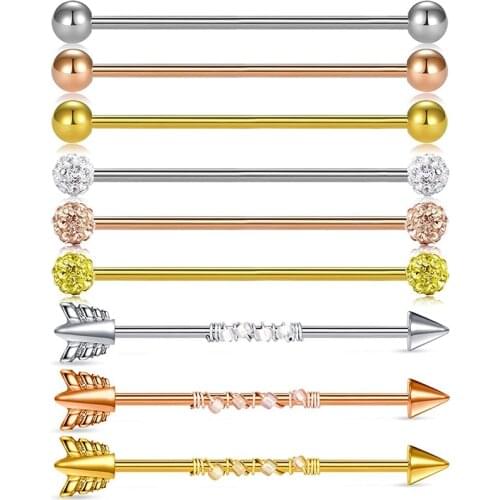 14G Stainless Steel Industrial Barbell Earring Cartilage Body Piercing Jewelry 38mm 1&1/2 Inch Industrial Piercing Bar