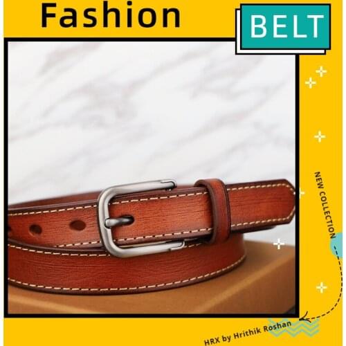 Belts for Women Genuine Leather Brown Cowhide Fashion All-match Thin Belt Casual Pin Buckle Vintage Jeans Waistband High Quality