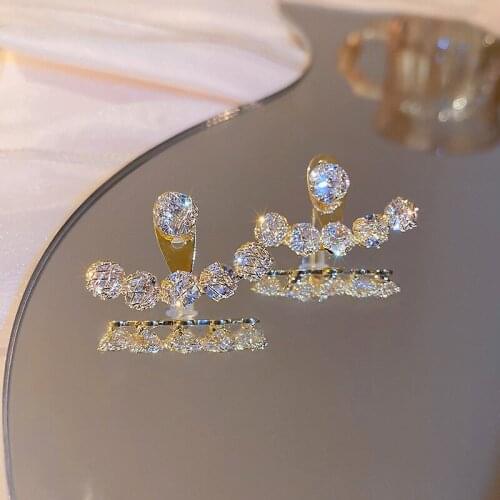 LOVOACC Delicate Shinning Rhinestone Arc Drop Earrings for Women Mujer Gold Color Metallic Geometrical Dangle Earrings Oorbellen