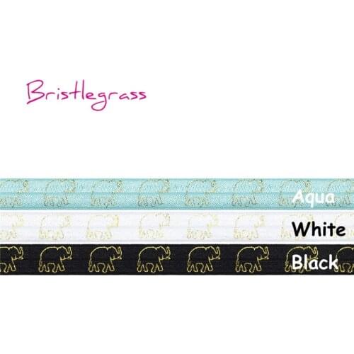 BRISTLEGRASS Wholesale 50 Yard 5/8" 15mm Gold Elephant Print Shiny Fold Over Elastic FOE Spandex Band Headband Dress Sewing Trim
