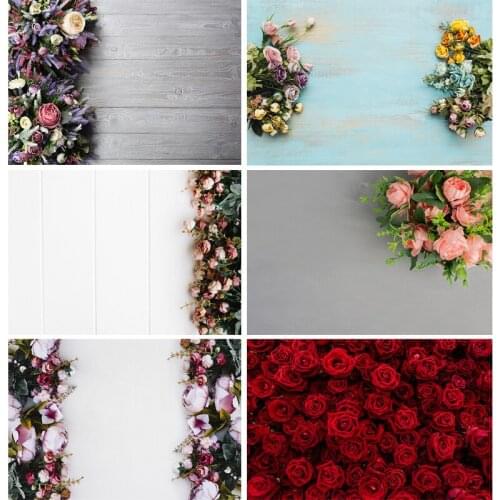 SHENGYONGBAO Art Fabric Photography Backdrops Props Wood Board Planks Rose Flower theme Photo Studio Background 21413MHF-01