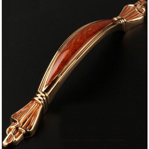 Furniture Wardrobe Amber Porcelain Handle European Antique Cabinet Drawer Door Handle (C.C.:128mm,Length:174mm)