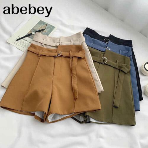 2021 New Spring Summer Fashionable All-match solid Shorts high waist slim irregular Shorts wide leg Shorts casual Shorts