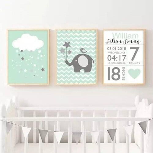 Nordic Modern Style Cartoon Cloud And Elephant Nursery Canvas Painting Posters And Prints Wall Pictures For Living Room Decor