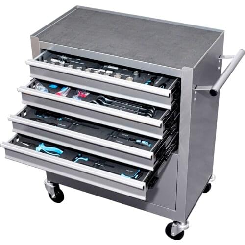 Tool cart workshop mobile with wheels 5 drawers 81 tools included