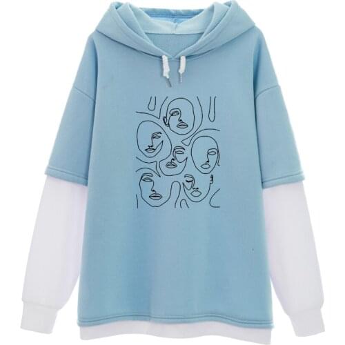 Color Block Sweatshirt Hood Men Harajuku Hoodie High Street Pullovers Ulzzang Female Coat Winter Loose Hiphop Streetwear Unisex