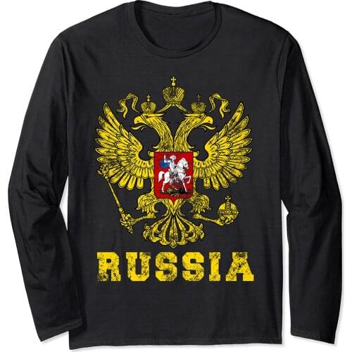 Russian Federation Vintage CCCP Proud Mother Russia Long Sleeve Men T-Shirt