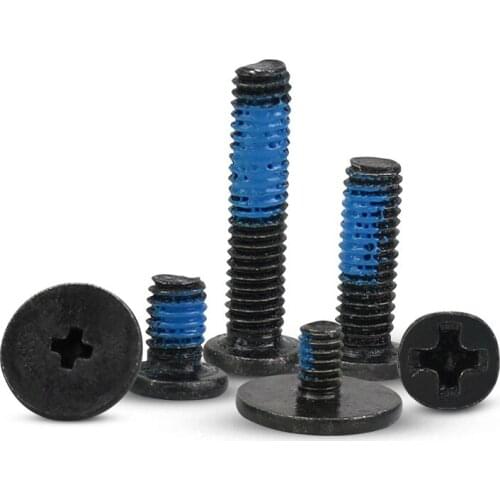 50pcs M2 Phillips big flat head screws cross thin headed point glue screw laptop mobile phone bolt black zinc 3mm-12mm long