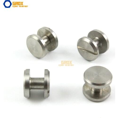 25 Set 10*5mm 304 Stainless Steel Rivet Chicago Screw for Leather Craft Flat Head