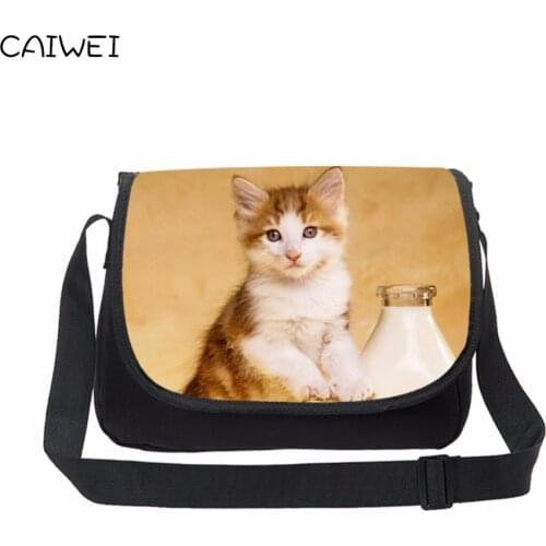 Women Travel Crossbody Bag Girls Cute Canvas Messenger Bag Cat Animal Print Large Capacity School Laptop Shoulder Bag Bolsa