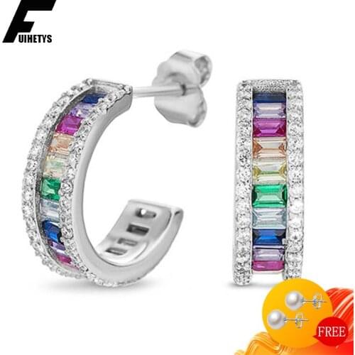 Luxury Earrings 925 Silver Jewelry Accessories with Created Topaz Zircon Gemstone Drop Earrings for Women Wedding Promise Party