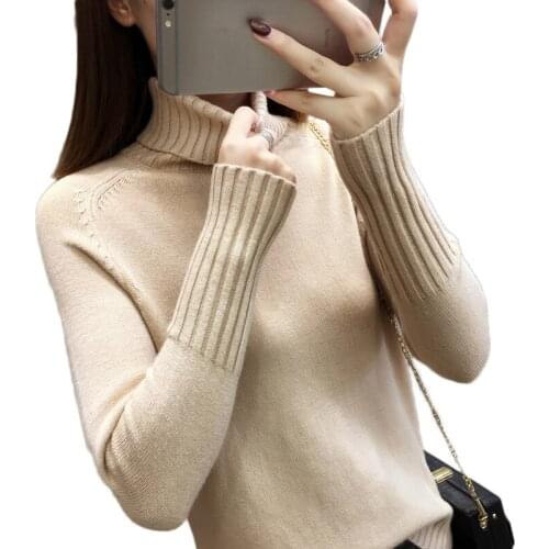 Female Casual Sweater New 2019 Loose Thick Warm Winter short Pullover Women Jumper Turtleneck Long Sleeve Knit Sweater Female