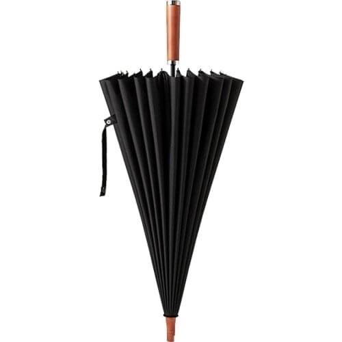 24K Windproof Long Umbrella with Cover Backpack Smoked Wooden Handle Umbrellas Portable Big Golf Men Rain Umbrella Paraguas