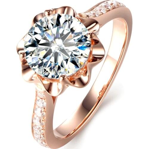 14k Rose Gold 0.5ct-5ct Carat Moissanites Ring Prong Setting Lab Grown Diamond Ring For Women Engagement Fine Jewelry