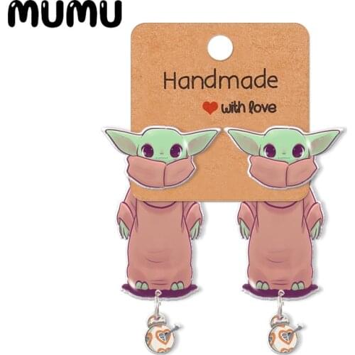 2021 New Love Yoda Stud Earring Space Baby Epoxys Jewelry Resin Acrylic Earrings Handmade Gifts Girl