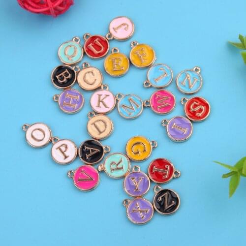 26pcs Stainless Steel A-z 26 Letter Pendant Letter Pendant Colorful Alloy Bracelet Diy Accessories Jewelry Crafts Making