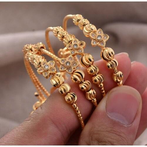 4pcs/lot 3-9 Years Baby Jewelry Adjustable Durable Gold Color Baby Bangles Bracelet Jewelry Gifts