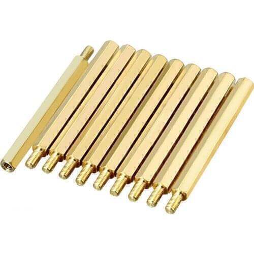 50Pcs Brass Hex Standoff M6*40+8mm Nut Spacing Screw Male Female Threaded Hollow Pillar PCB Motherboard Spacer Standoff L=40MM