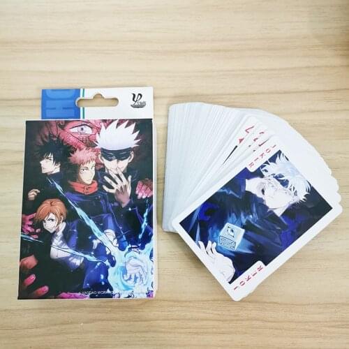 54 Pcs/Set Anime Jujutsu Kaisen Poker Cards Toy Gojo Satoru Cosplay Board Game Playing Cards With Box Collection Gift