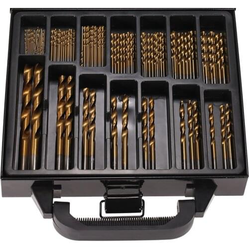 99pcs HSS Titanium Coated Twist Drill Bit Set 1.5-10mm Twist Drills Bits Kit with Case Box