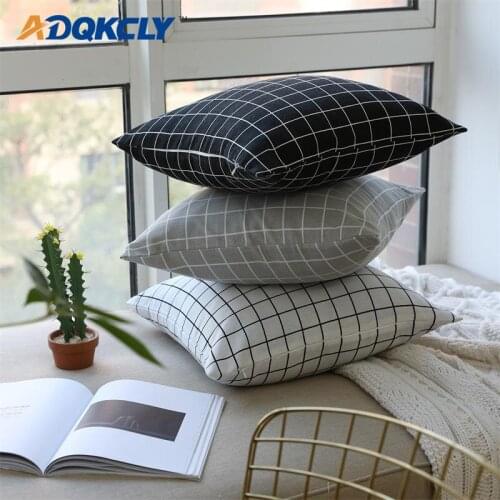 ADQKCLY Grid Pattern Cushion Cover Cotton&Linen throw Pillowcases Decoration Home Sofa Car Seats 43*43cm Square Pillow Covers