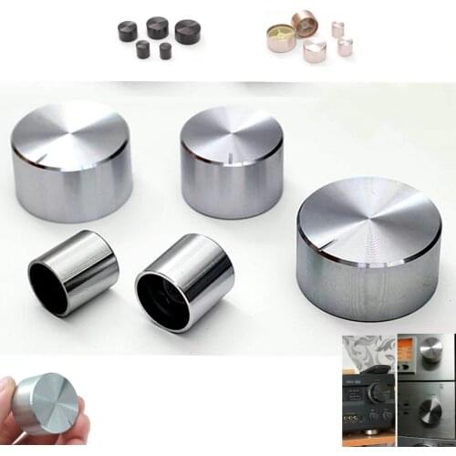 GHH Black Silver Gold 26X17mm 6mm Alloy Knurled Shaft Hole Rotation Switch Volume Control Knob Cap Aluminum Potentiometer Knob