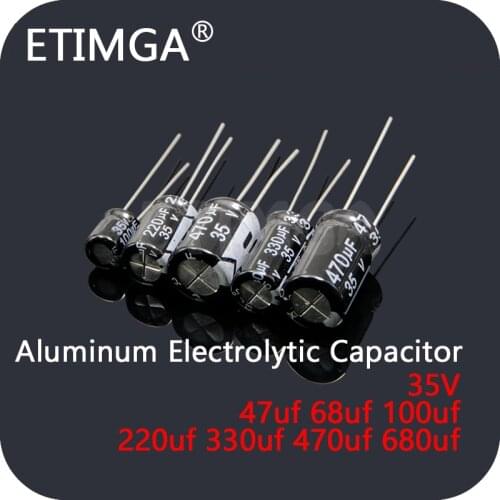 Aluminum Electrolytic Capacitor 35V 22UF 47uf 68uf 100uf 220uf 330uf 470uf 680uf DIP Capacitor In Stock