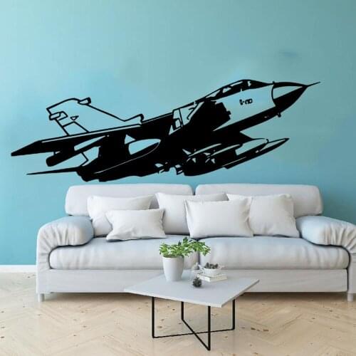 Large Airplane Aircraft Plane Falcon Jet Wall Decal Kids Room Playroom Army Military Solider Plane Battle Wall Sticker Kids Roo