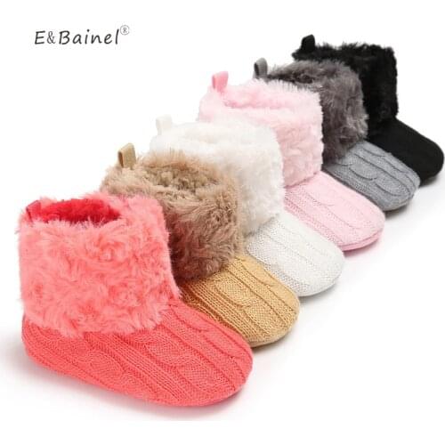 Warm Prewalker Baby Boots Toddler Girl Boy Crochet Shoes Knit Fleece Shoes Snow Boot Wool Crib Shoes Winter Booties
