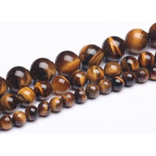 High quality AB grade Tiger Eye natural Stone 4mm 6mm 8mm Beads Pick Size Loose Bead For Making DIY bracelets classic Jewelry