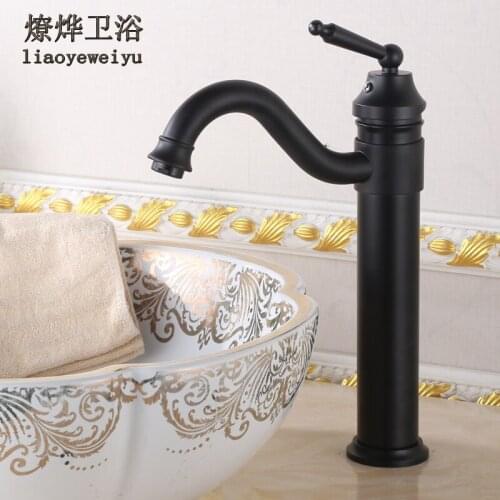 Black Vintage High Faucet Cold Heat American Antique Bath Toilet on the Wash Basin Section Faucet