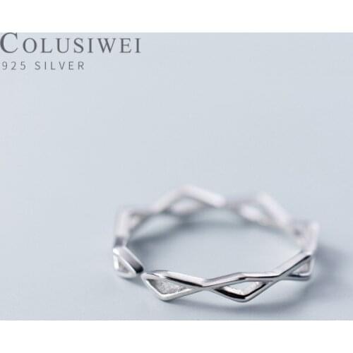 COLUSIWEI Fashion Geometric Rhombus Ring for Women 925 Serling Silver Open Adjustable Finger Rings Fine Jewelry Accessories