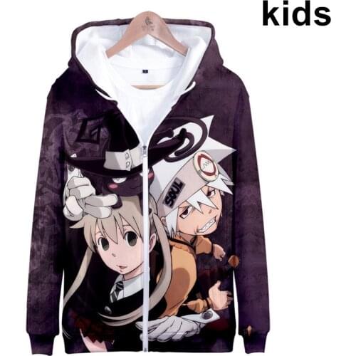 3 To 14 Years Kids Hoodie Anime Soul Eater Clothing Boys Girls Hoodie Sweatshirt Funny Cartoon Coat Jacket Children Clothes