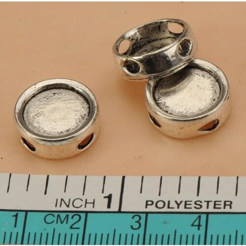 Bracelets findings spacer beads jewelry making 2 holes round diy cabochon resin antique silver alloy 2019 fashion 14*5mm 30pcs