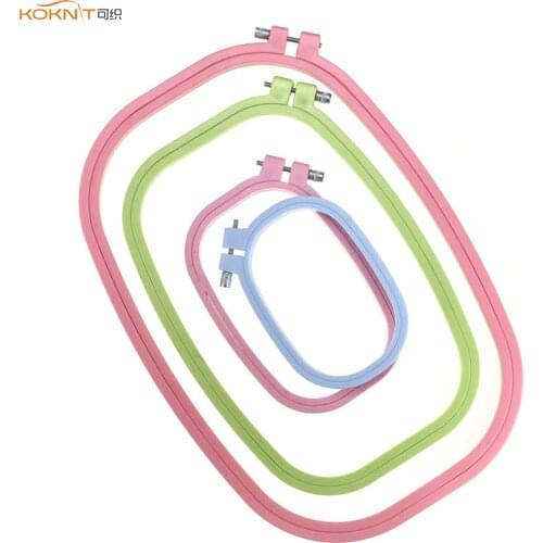 KOKNIT Candy Color DIY Embroidery Hoop Cross Stitch Craft Tool Handhold Square Shape Plastic Frame Sewing Accessories DIY Tools