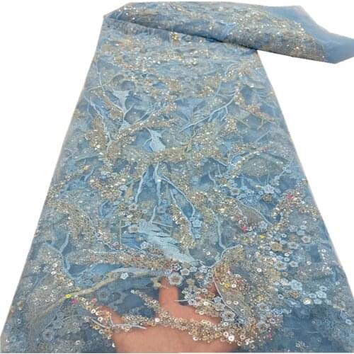 Lace African French Lace Fabric 2021 High Quality sequins Beaded Lace For Nigerian Lace Fabrics For Party Dress rf-475