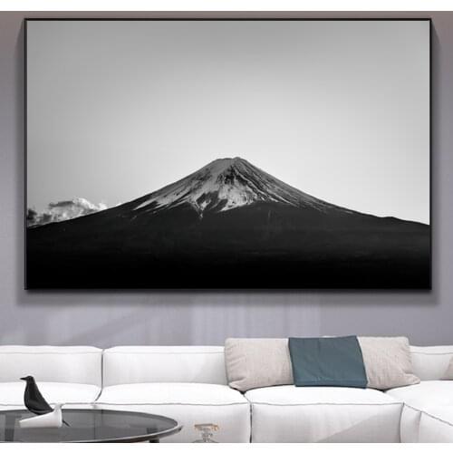Minimalism Modern Grey White Mount Fuji Large Canvas Painting Poster Wall Art Living Room Study Room Artist Home Decoration