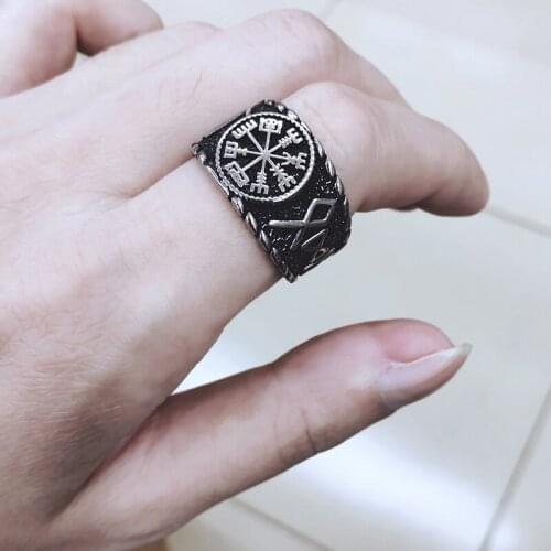 New 316L Stainless steel Odin Norse Viking Amulet Rune Men Ring fashion Words RETRO Rings Jewelry