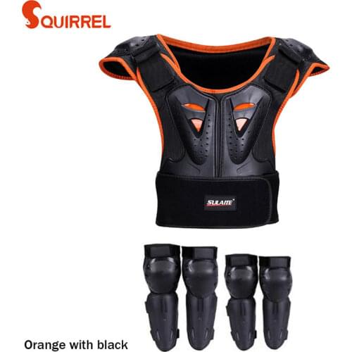 Orange with Black 0.85-1.7M Childrens Body Roller Skating Protect Armor Kid Riding ATV Protection Chest Back Knee Elbow Guard