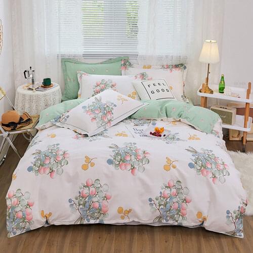 Papa&Mima Litchi Fruits Pastoral Floral Duvet Cover Set Cotton Queen Size Bedding Set Bedlinens Flat Sheet Pillow Cases