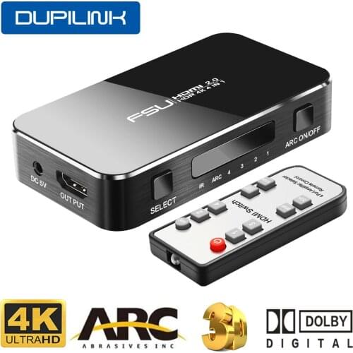 4x1 HDMI Switch HDR 4K HDMI 2.0 Switcher Splitter HDCP 1.4/2.2 Audio Extractor ARC with IR Control for HDTV XBOX 360 PS4 Laptop