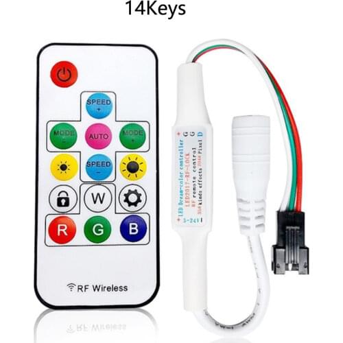 LED Pixel Strip Light Controller MINI 3Keys RF 14/17/21Keys Remote Control For WS2812B WS2811 Tape DC5-24V