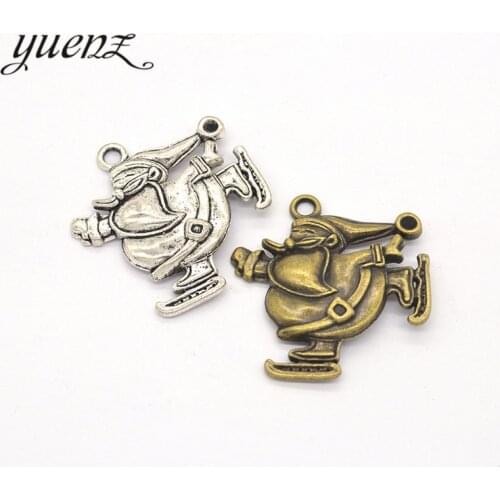 YuenZ 2 pcs 2 color Antique Silver Plated Santa Claus Charms Pendant DIY Handmade Jewelry Accessories 42*40mm I105