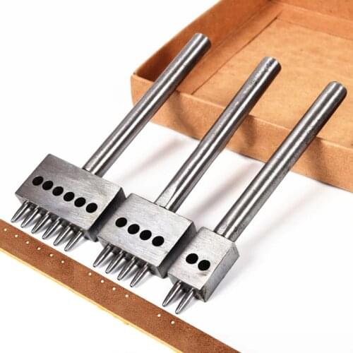 Round Leather punching Tool DIY Handmade Stitched Porous Circular Cut Row Punch,2/4/6 Prong Hole punch 4/5/6/8mm spacing