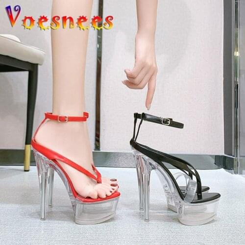 Famous Brand Shoes 2020 New Crystal Heel Flip Flops Women Sexy Platform Thin Heel14CM High Heels Women Sandals Pole Dance Shoes